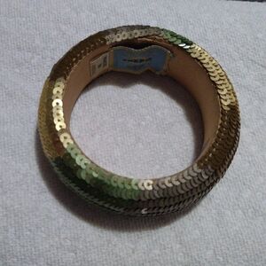 Gold and Green Sequin Bangle